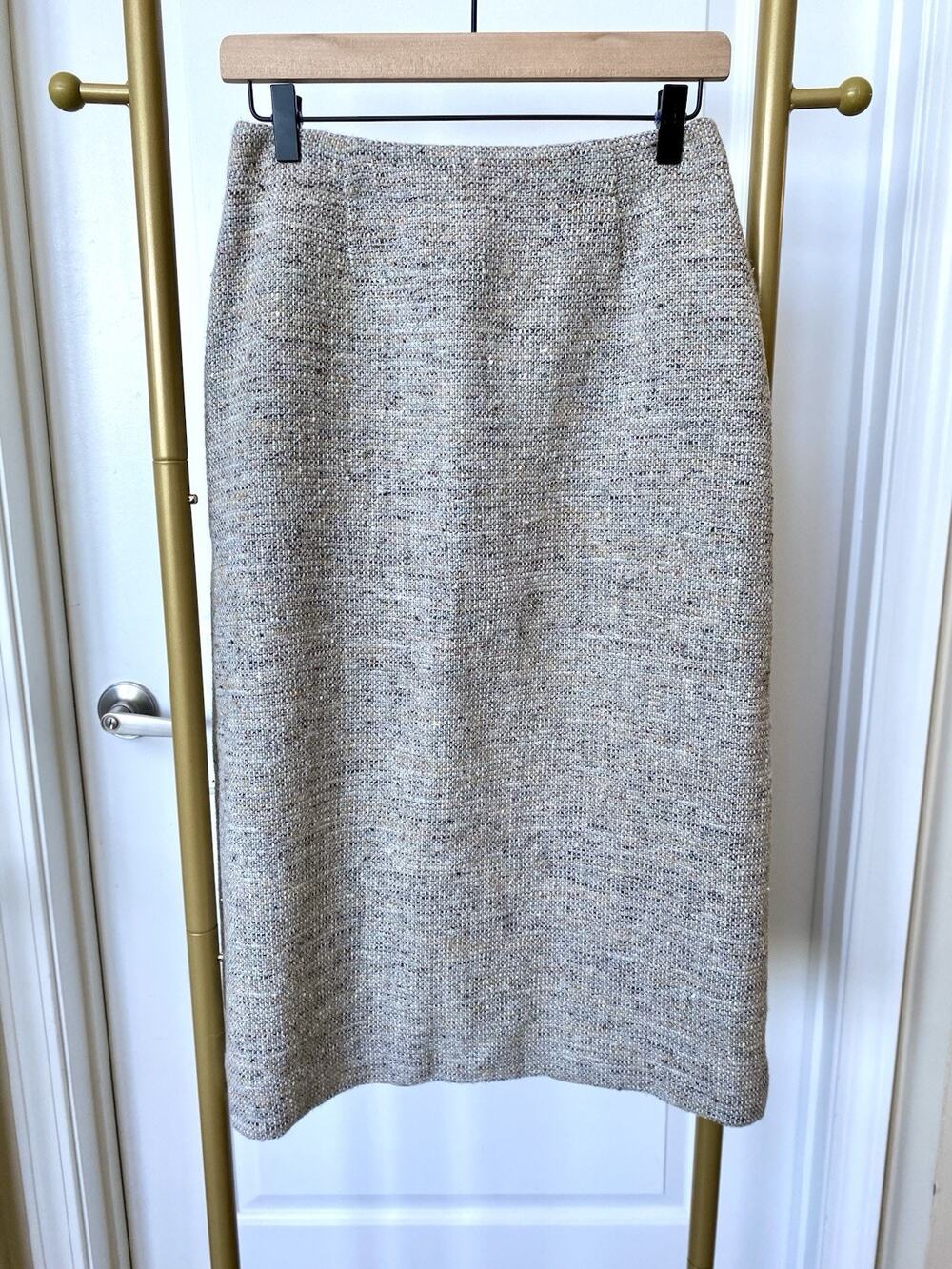 Vintage Rena Rowan for Saville High Waist Textured Wool Tweed Shirt Size 6 EUC - Picture 3 of 11